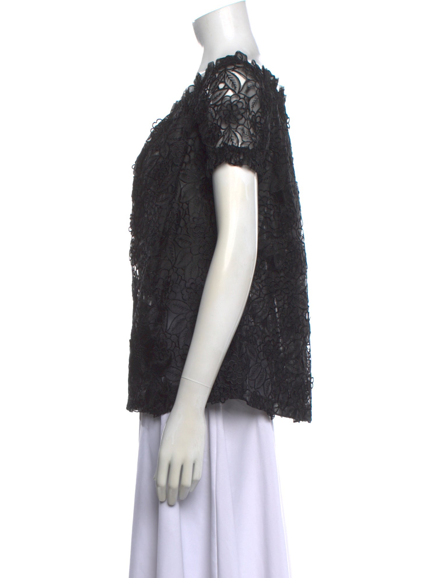 Naeem Khan Lace Floral Print Blouse