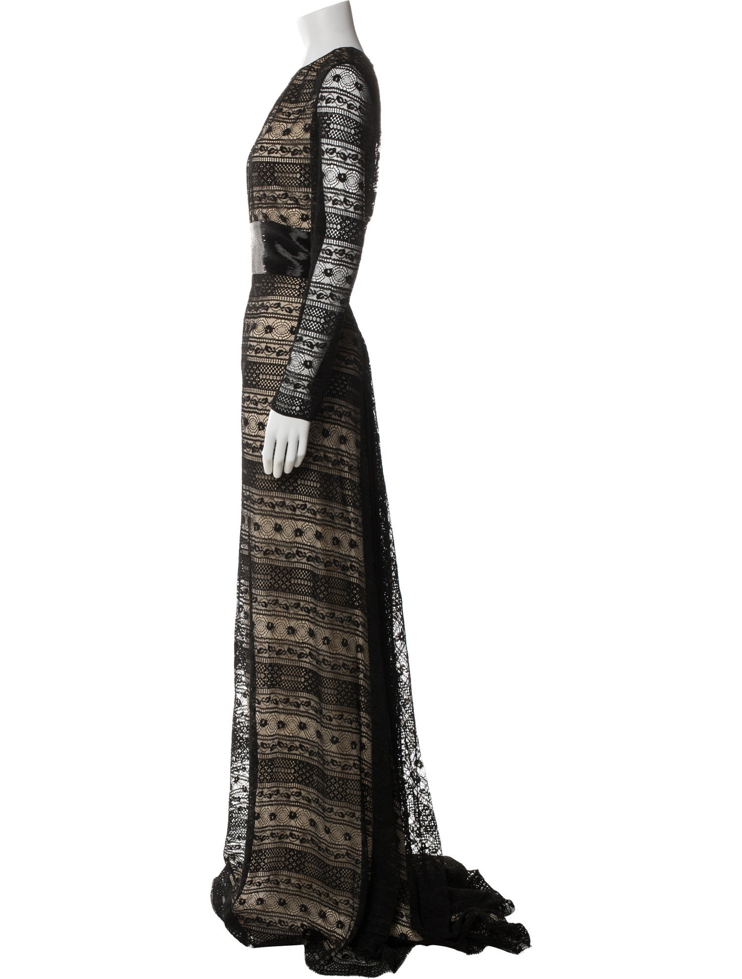 Naeem Khan Lace Pattern Long Dress