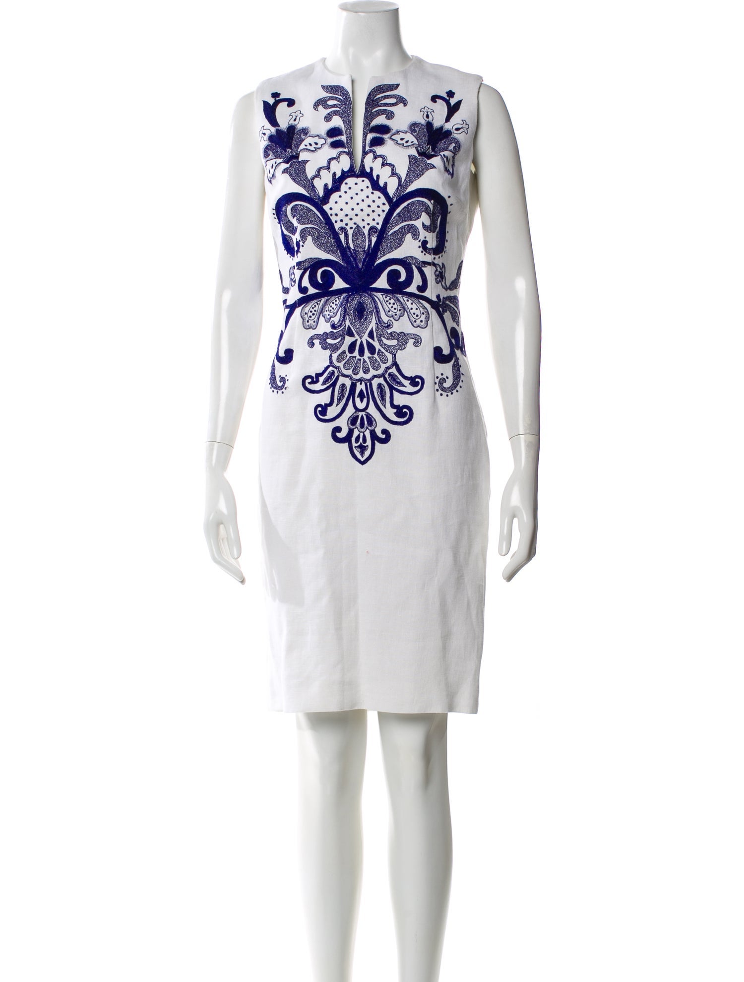 Naeem Khan Linen Knee-Length Dress