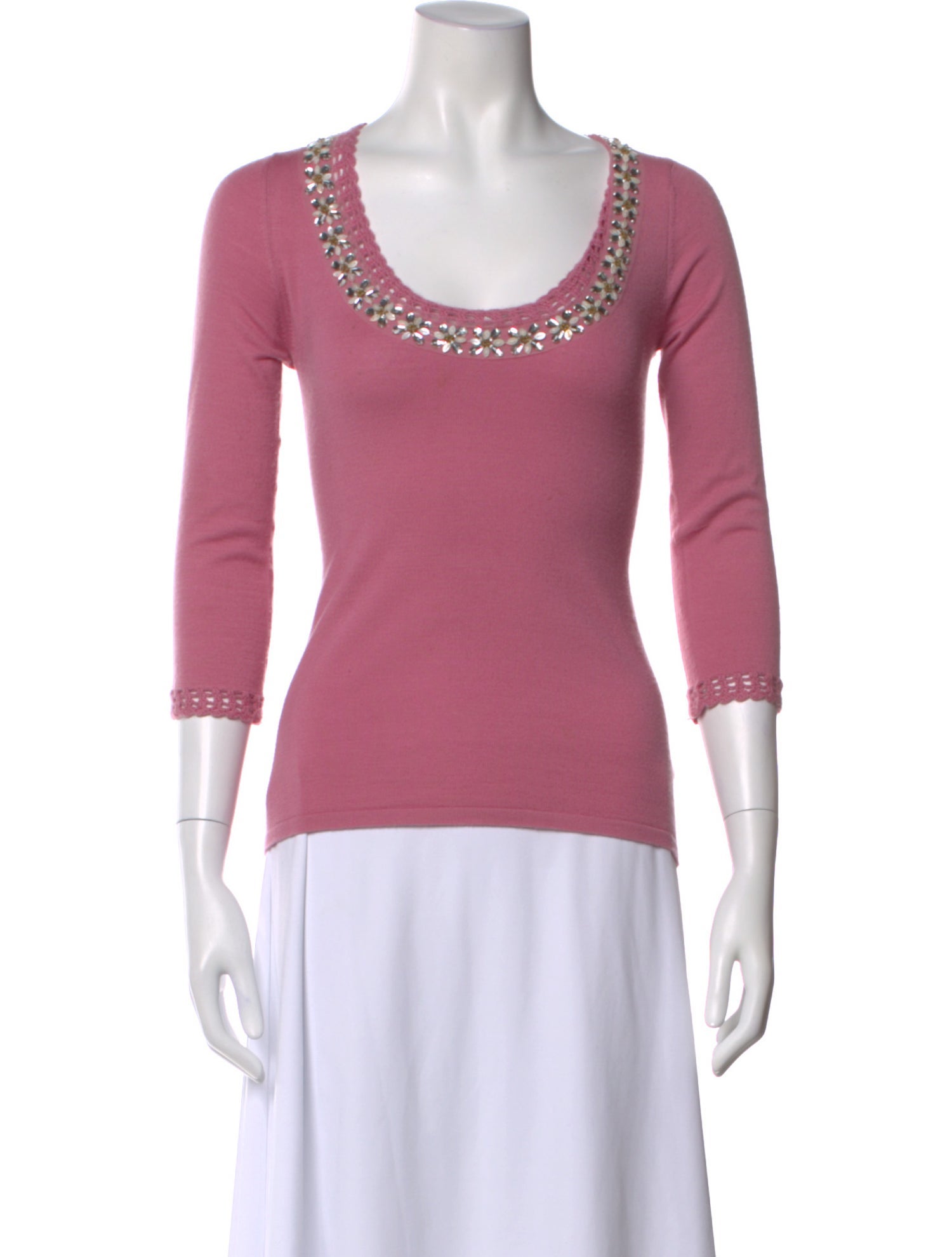 Naeem Khan Cashmere Scoop Neck Top