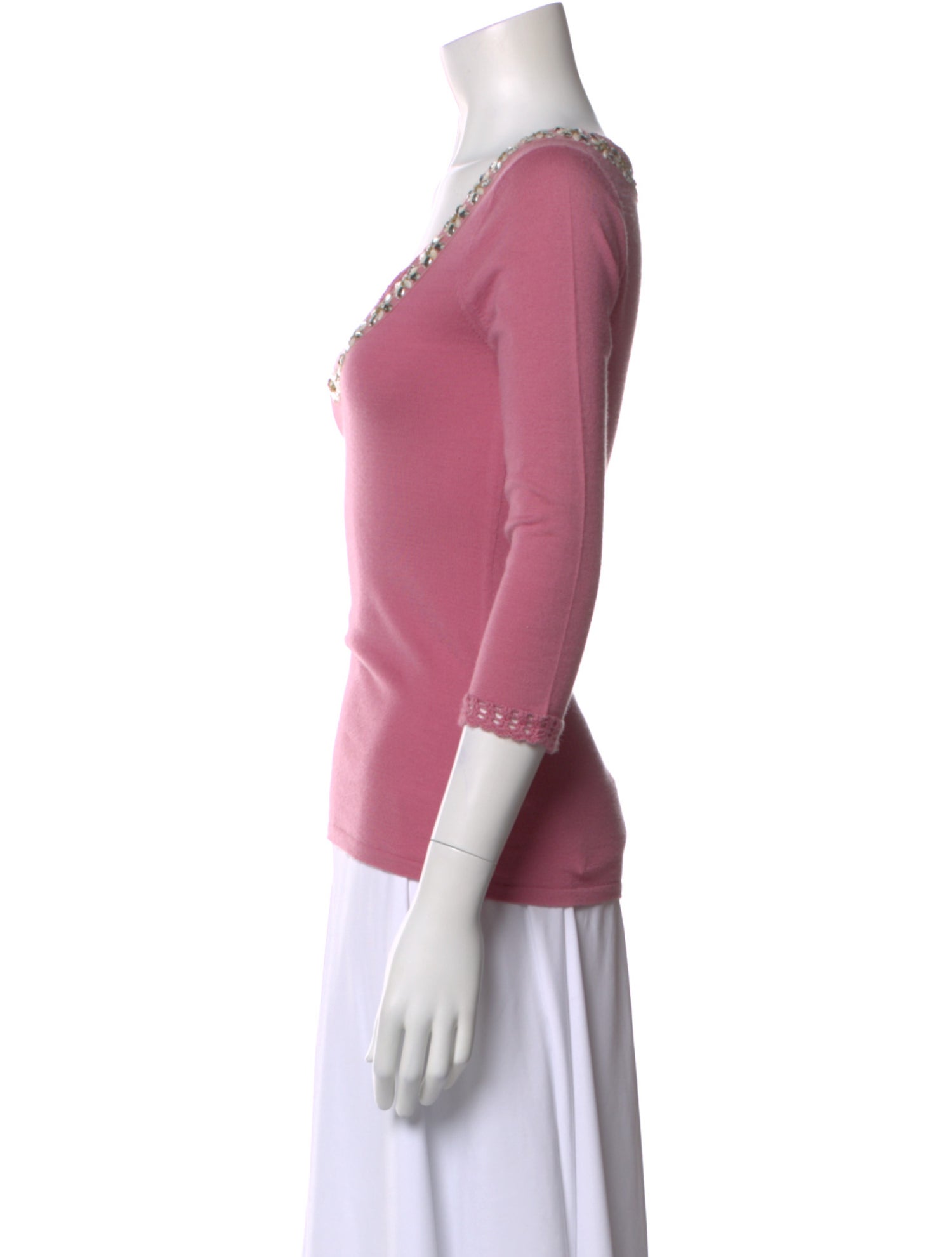 Naeem Khan Cashmere Scoop Neck Top