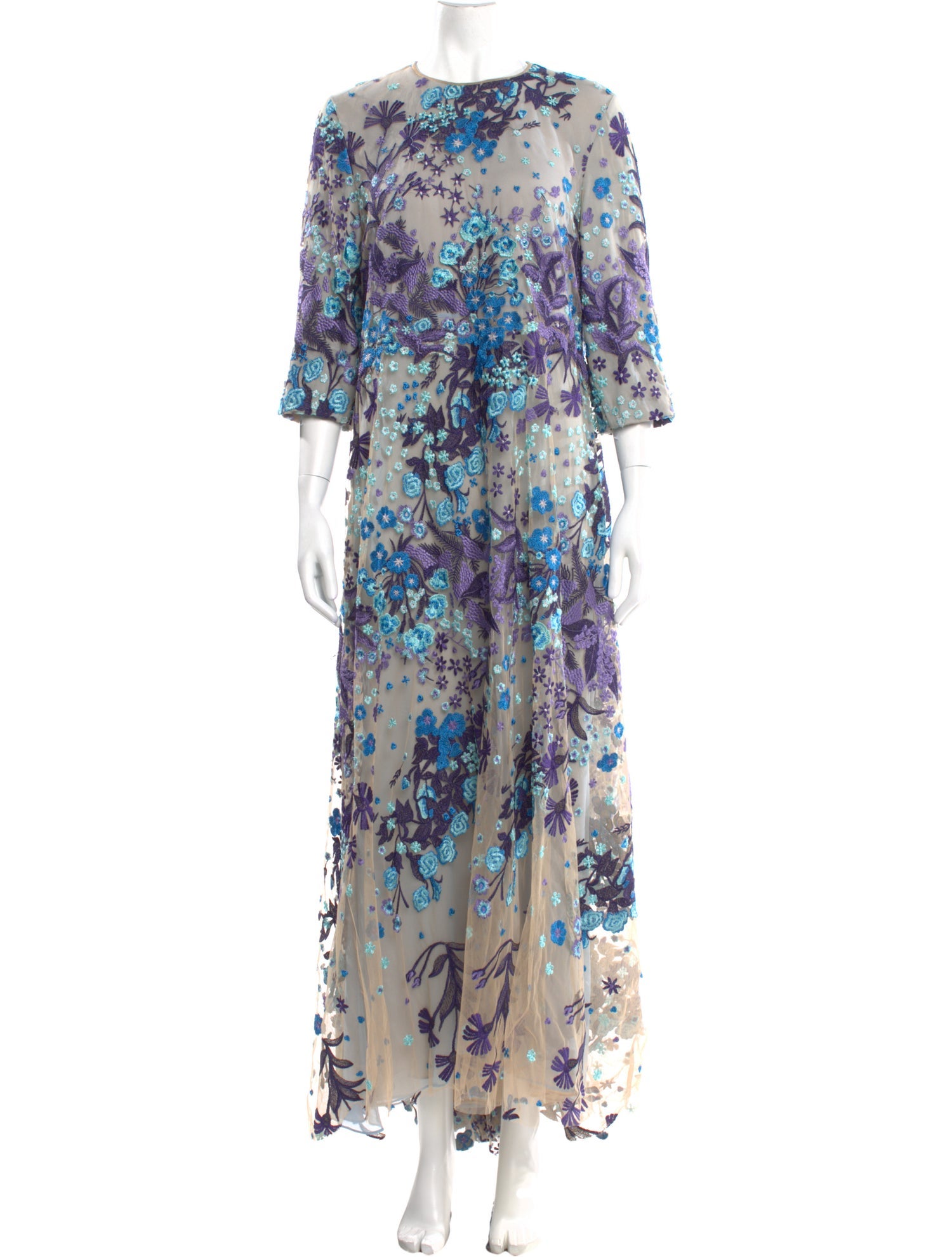 Naeem Khan Floral Print Long Dress
