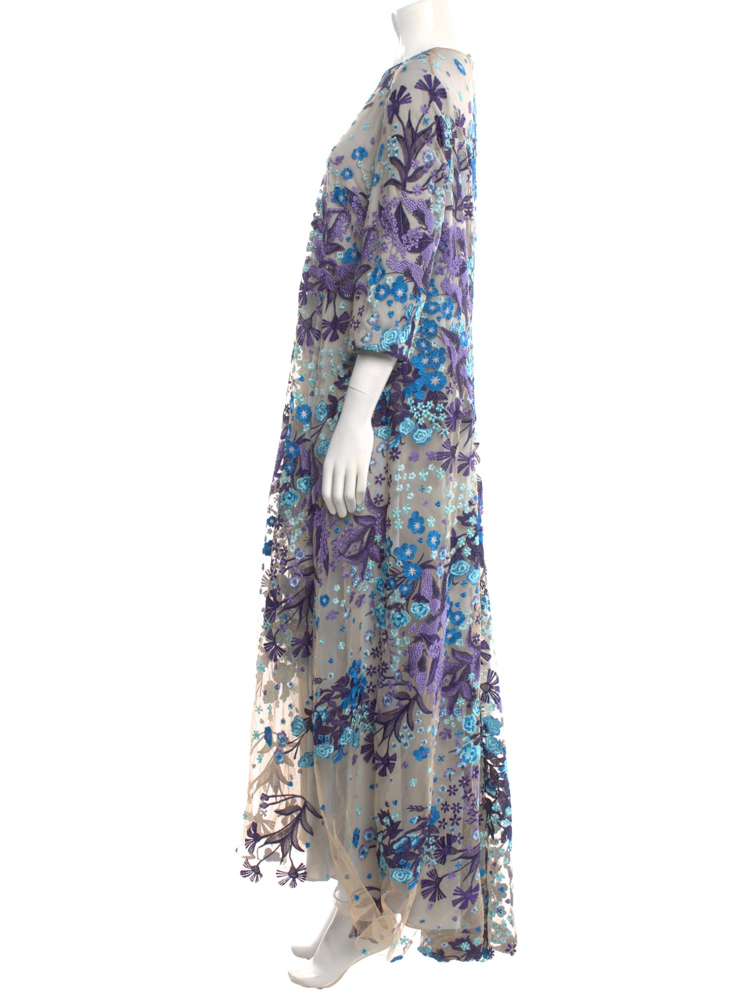 Naeem Khan Floral Print Long Dress