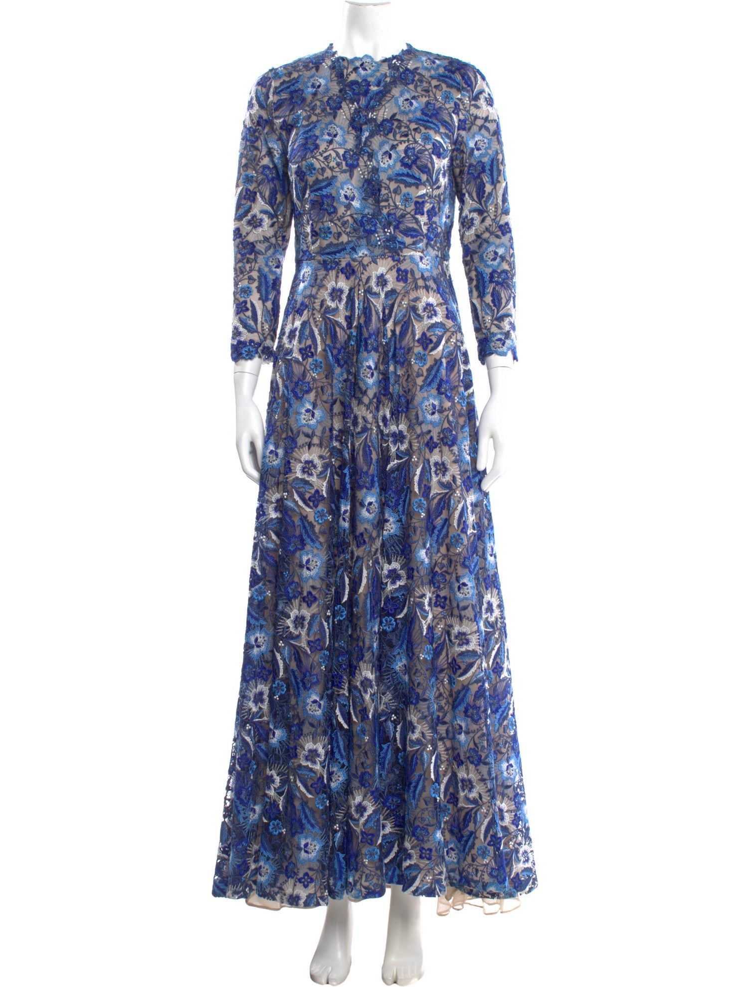 Naeem Khan Floral Print Long Dress