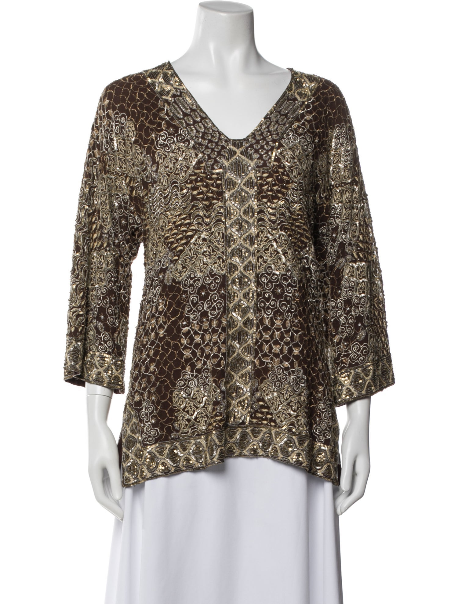 Naeem Khan Silk Patterned Top