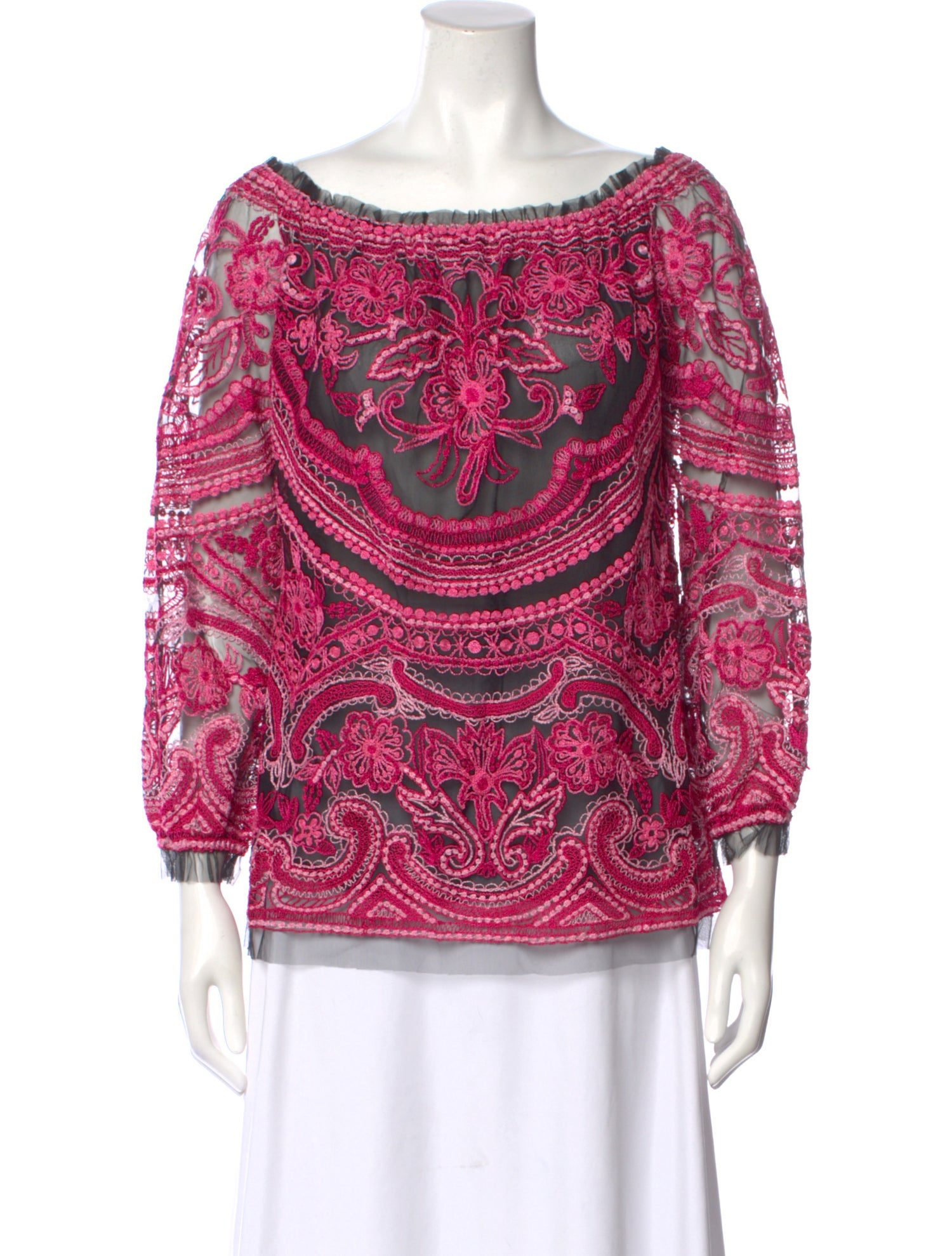Naeem Khan Silk Floral Print Blouse