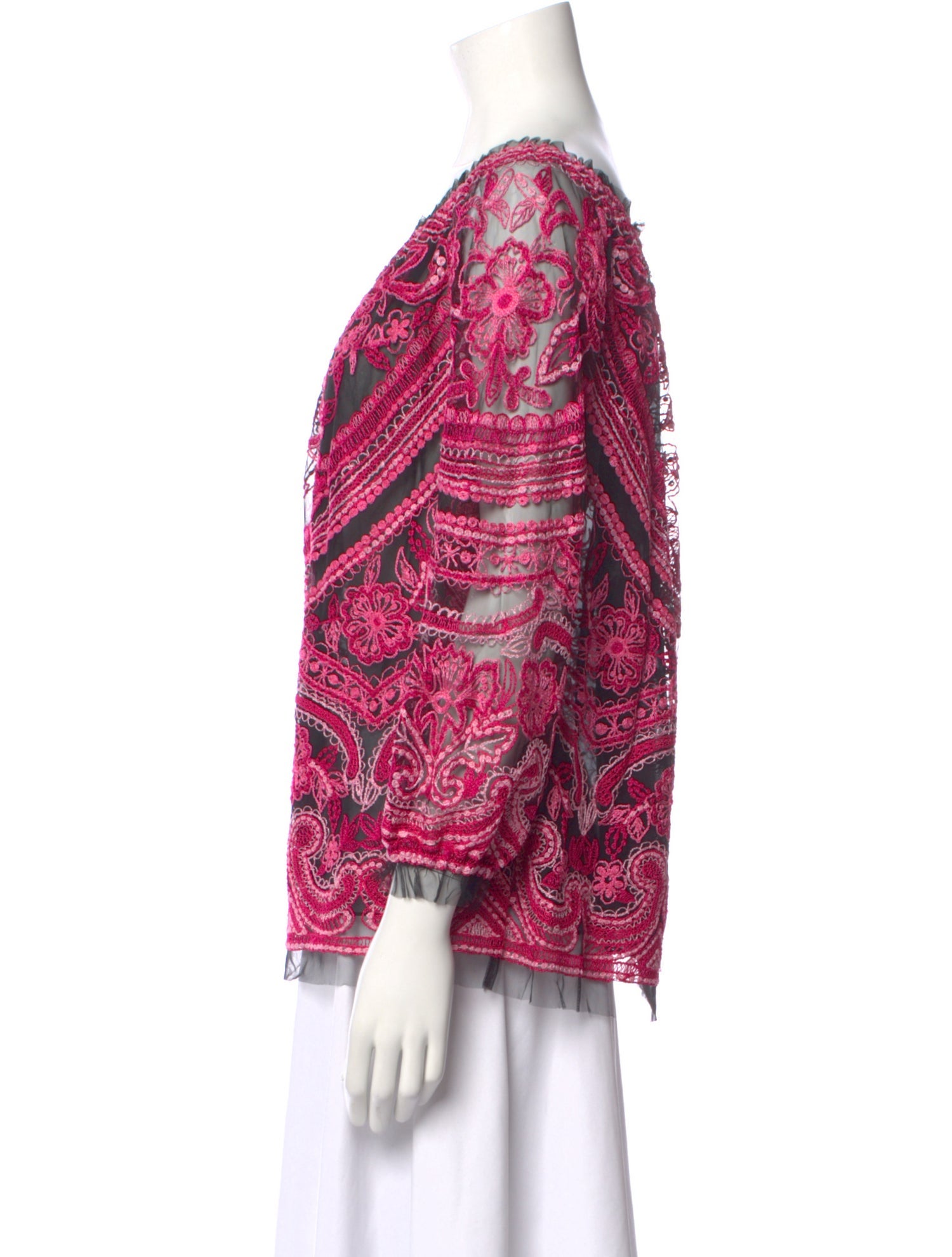 Naeem Khan Silk Floral Print Blouse