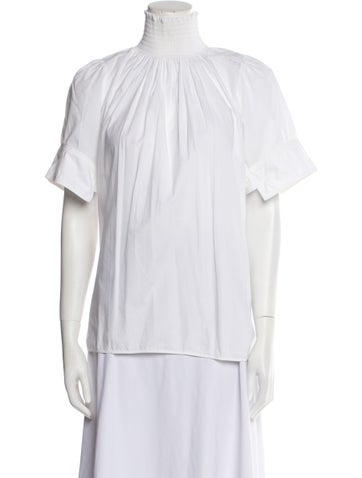 Nahm Tops Mock Neck Short Sleeve Blouse L