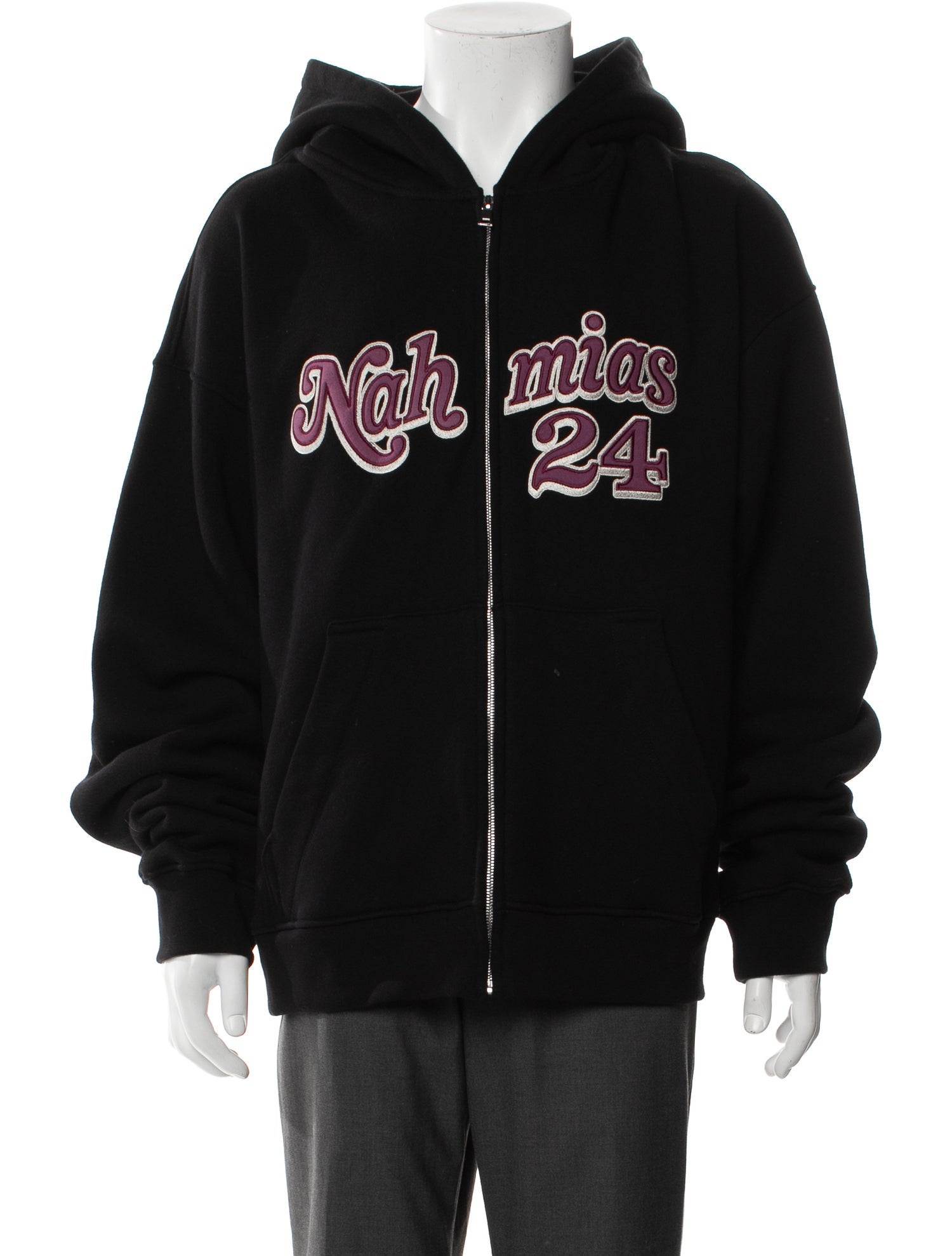 Nahmias Graphic Print V-Neck Hoodie