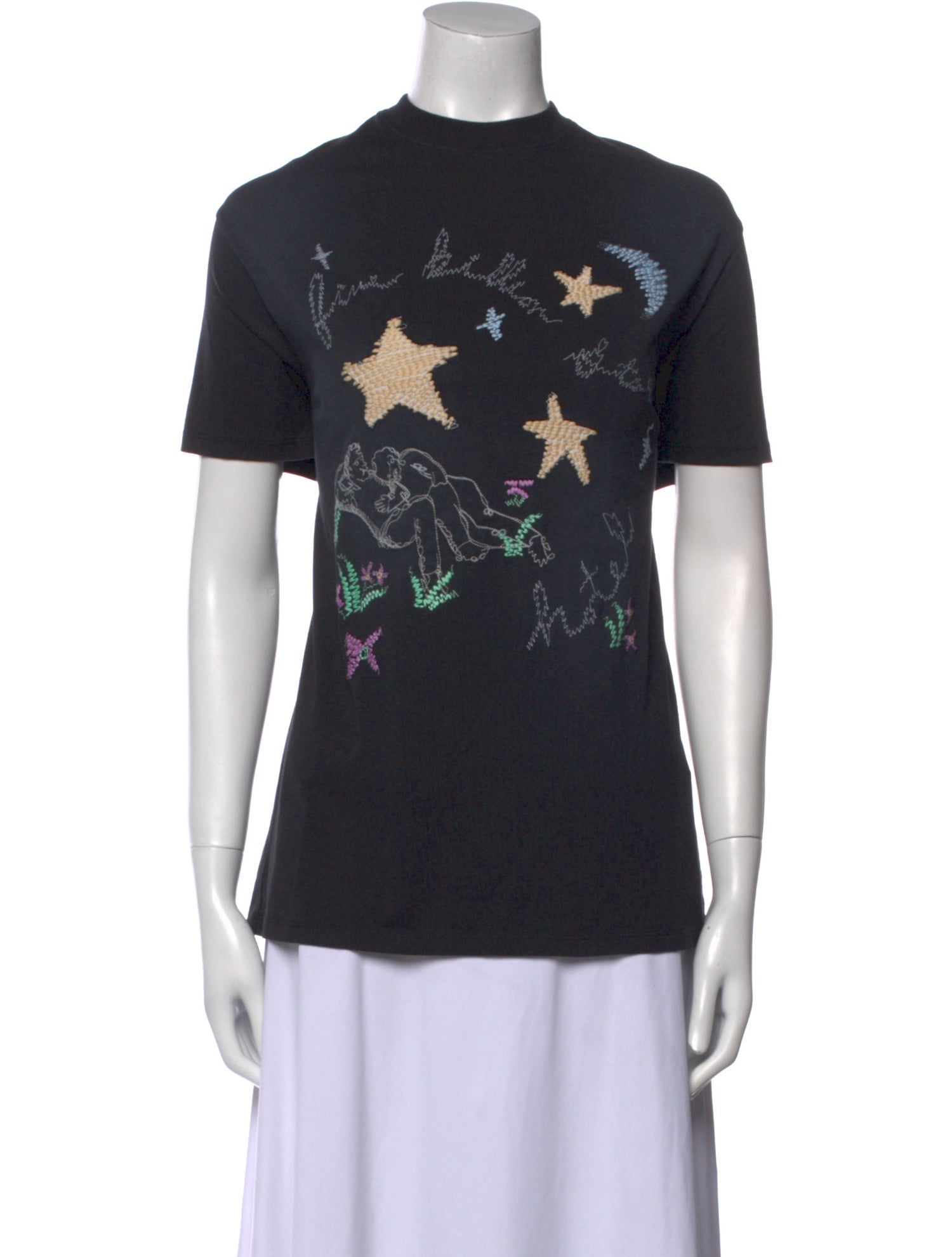 Nahmias Graphic Print Mock Neck T-Shirt