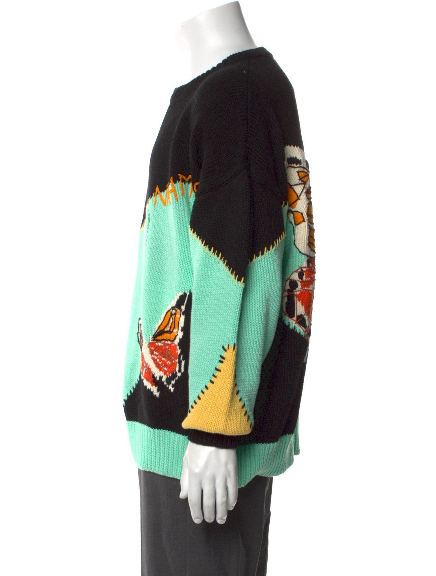 Nahmias Colorblock Pattern Crew Neck Pullover
