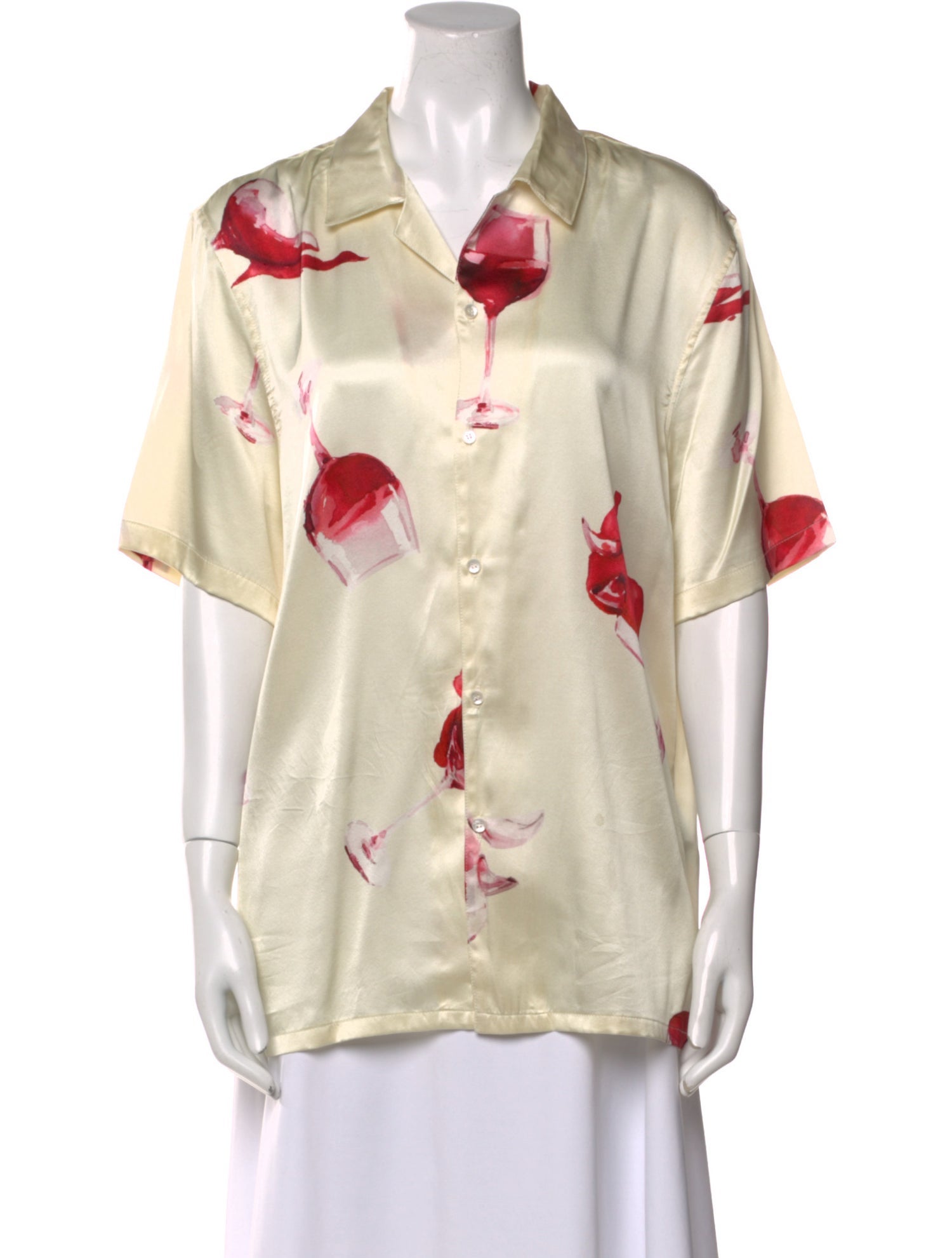 Nahmias Printed Short Sleeve Button-Up Top