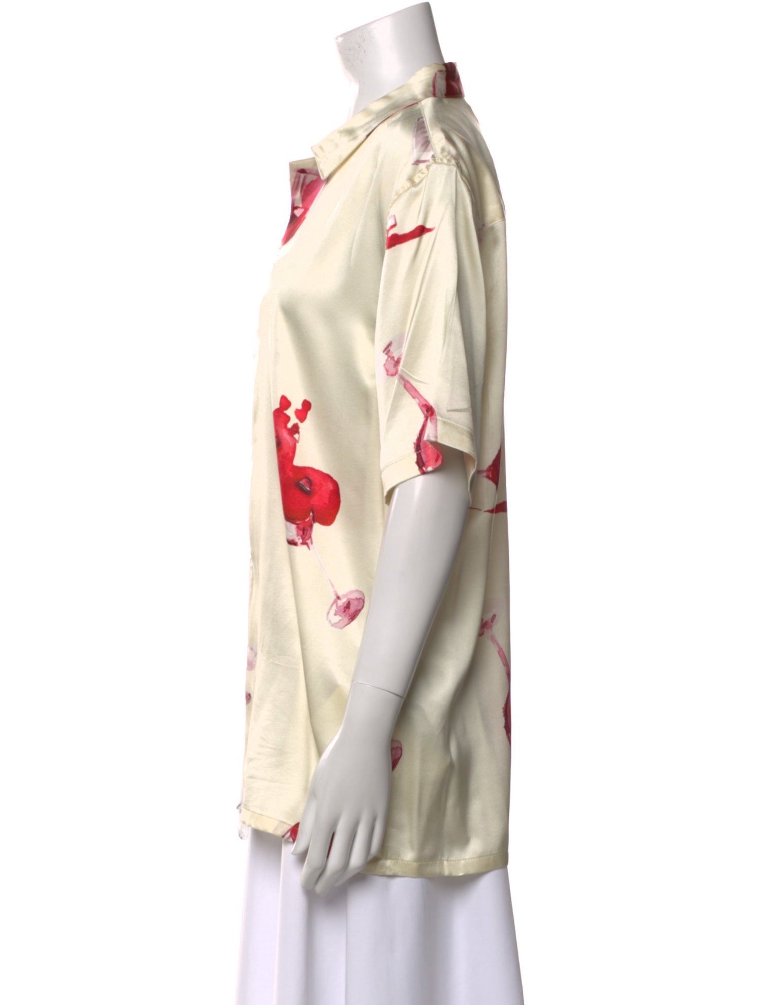 Nahmias Printed Short Sleeve Button-Up Top