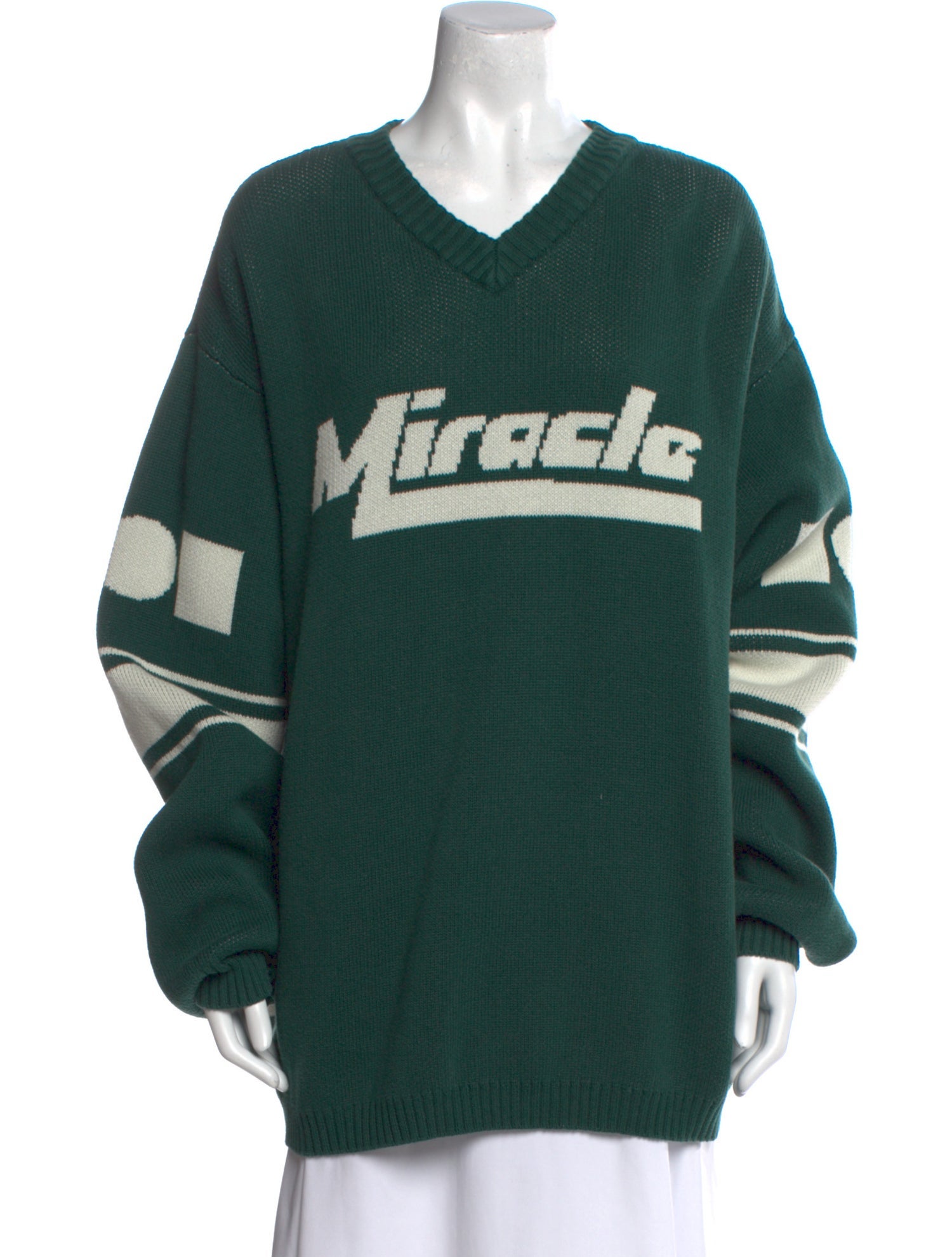 Nahmias Graphic Print V-Neck Sweater