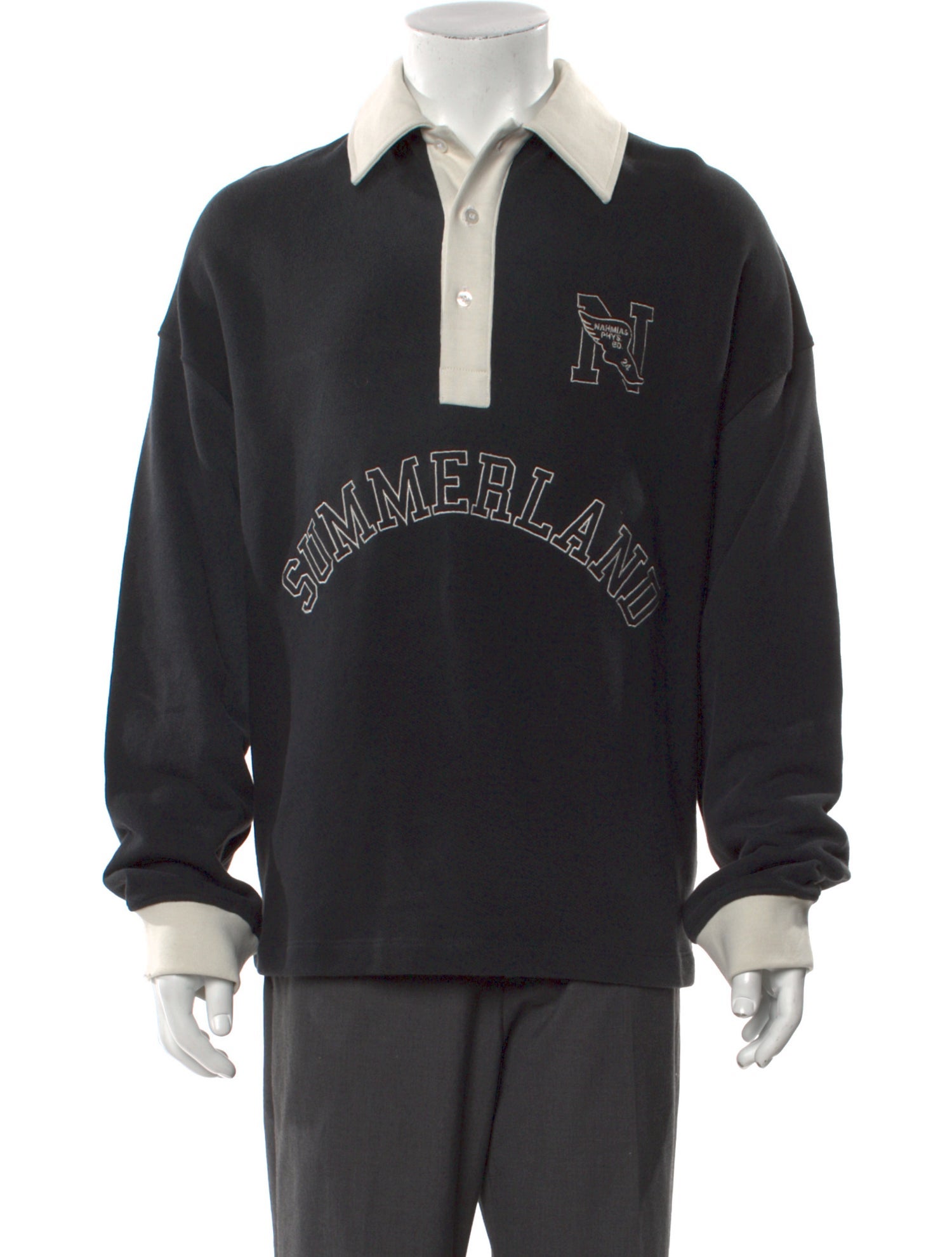 Nahmias Graphic Print V-Neck Polo Shirt