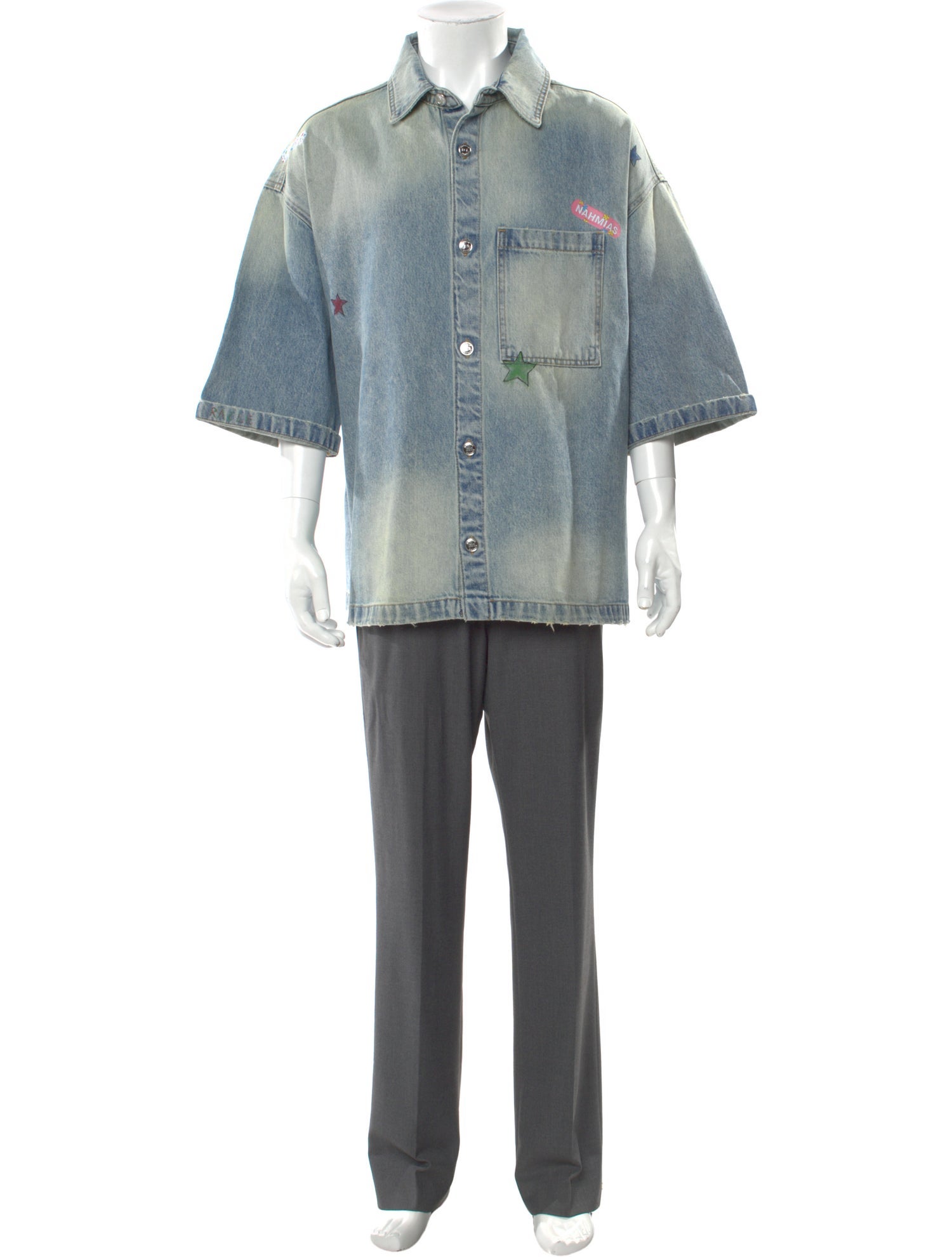Nahmias Three-Quarter Sleeve Denim Shirt w/ Tags