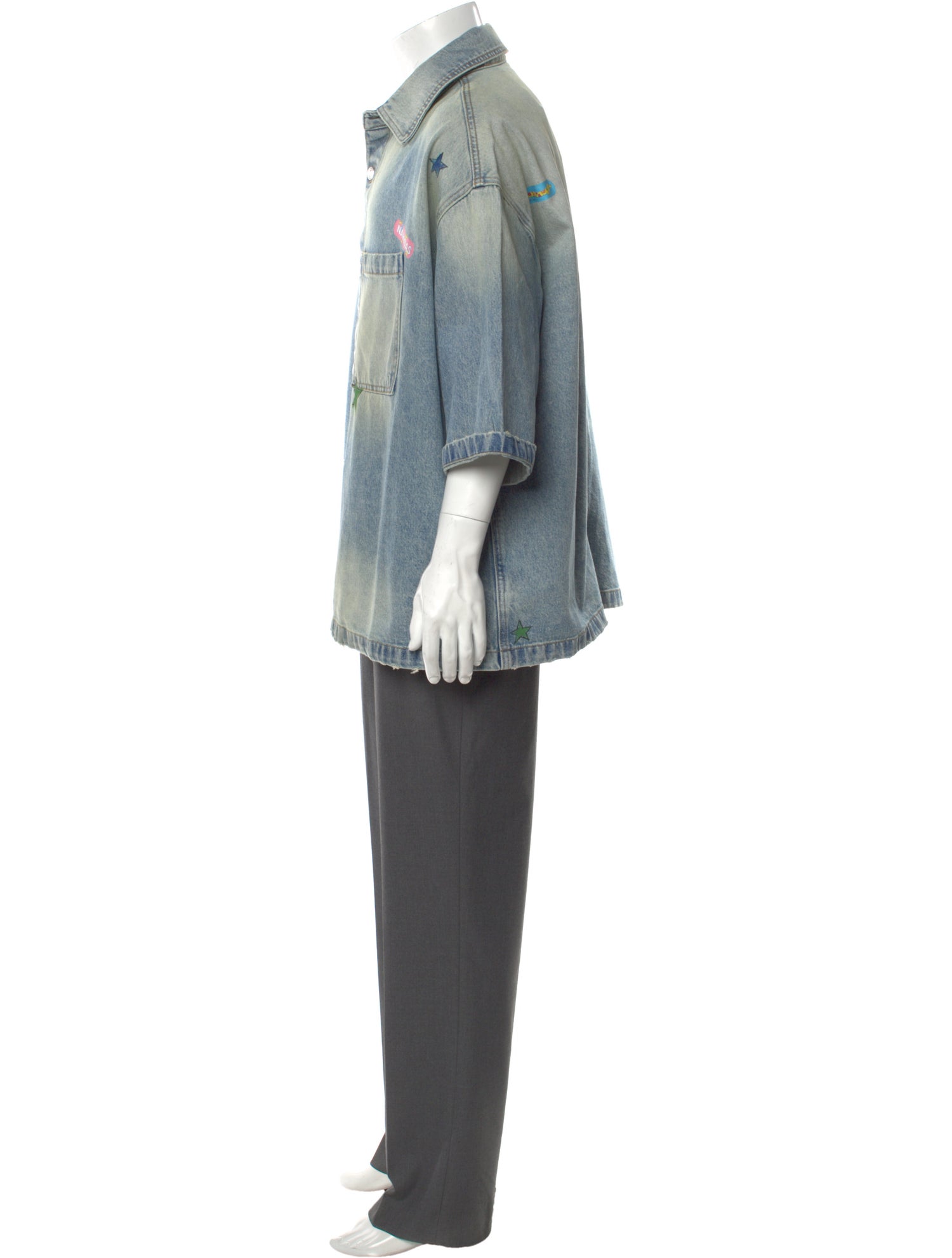 Nahmias Three-Quarter Sleeve Denim Shirt w/ Tags