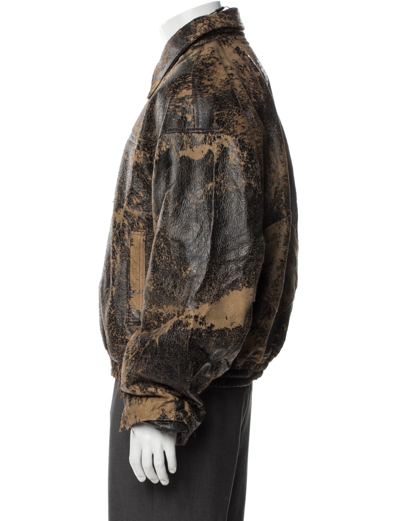 Nahmias Leather Printed Trucker Jacket w/ Tags