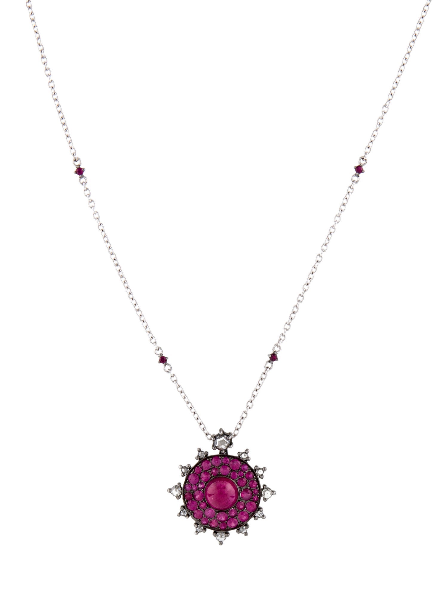 Nam Cho 18K Glass Filled Ruby, Ruby & Diamond Pendant Necklace