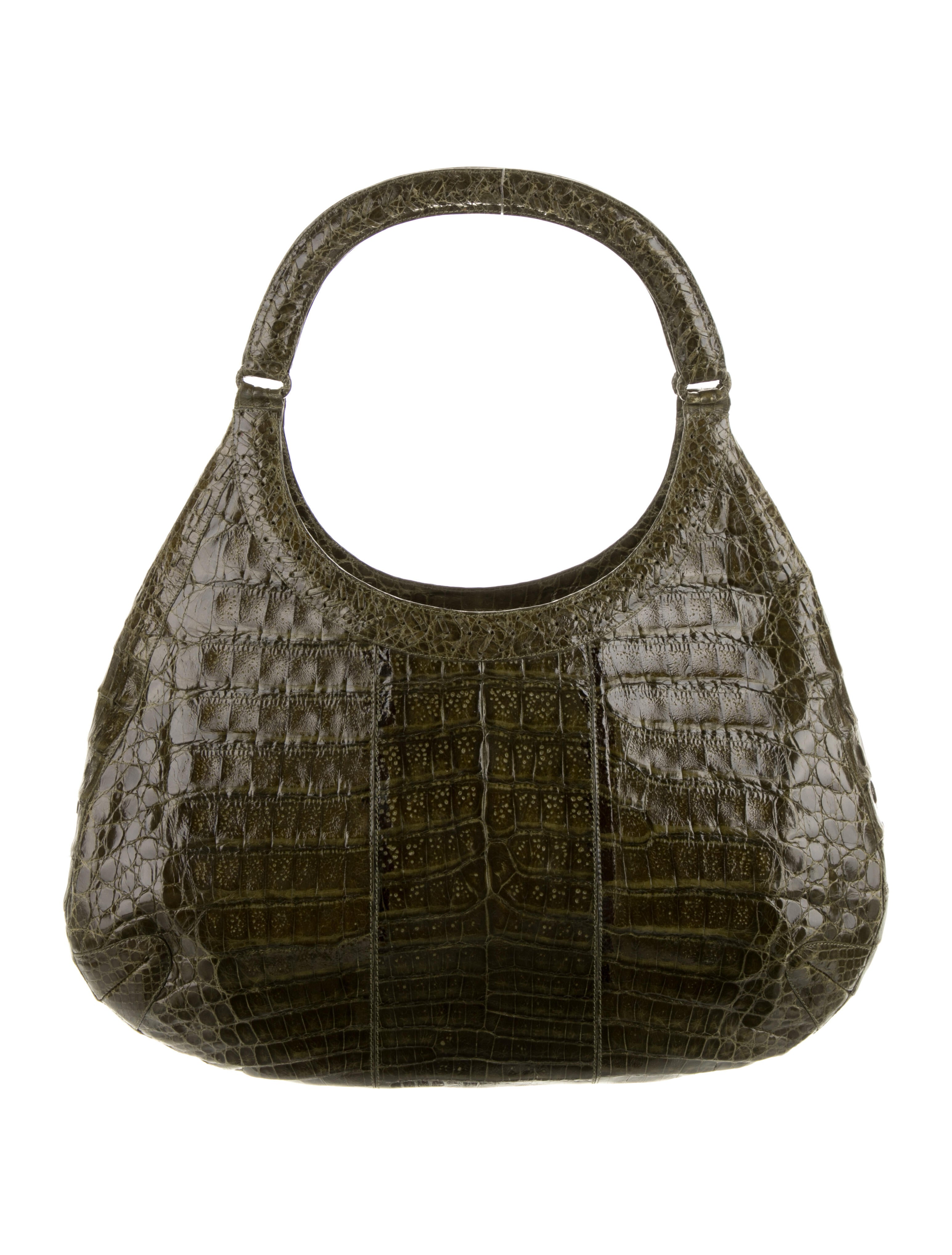 Nancy Gonzalez Bicolor Crocodile Bag Green Handle Bags, Handbags