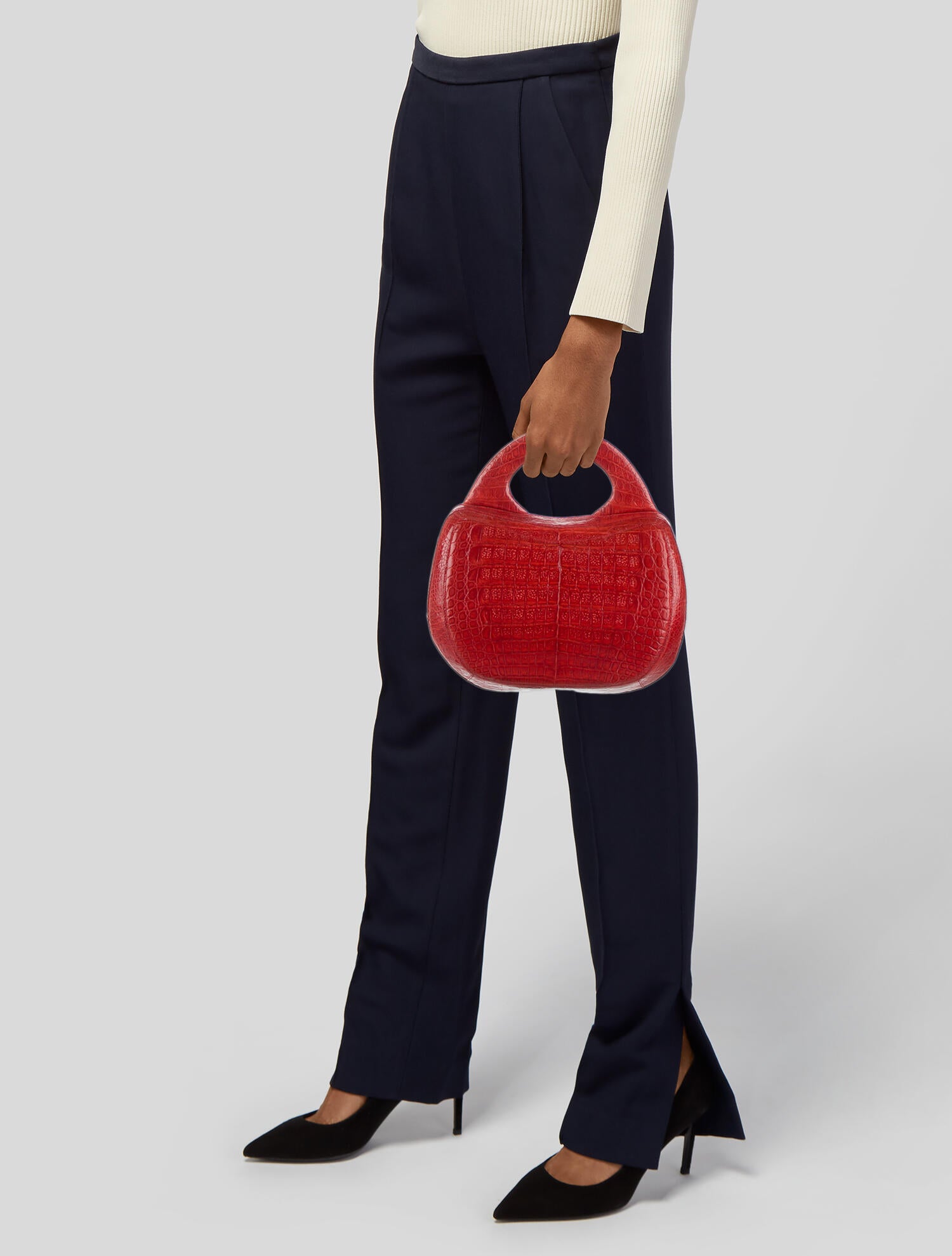 Nancy Gonzalez Crocodile Round Handle Bag Red Handle Bags Handbags NAN35759 The RealReal