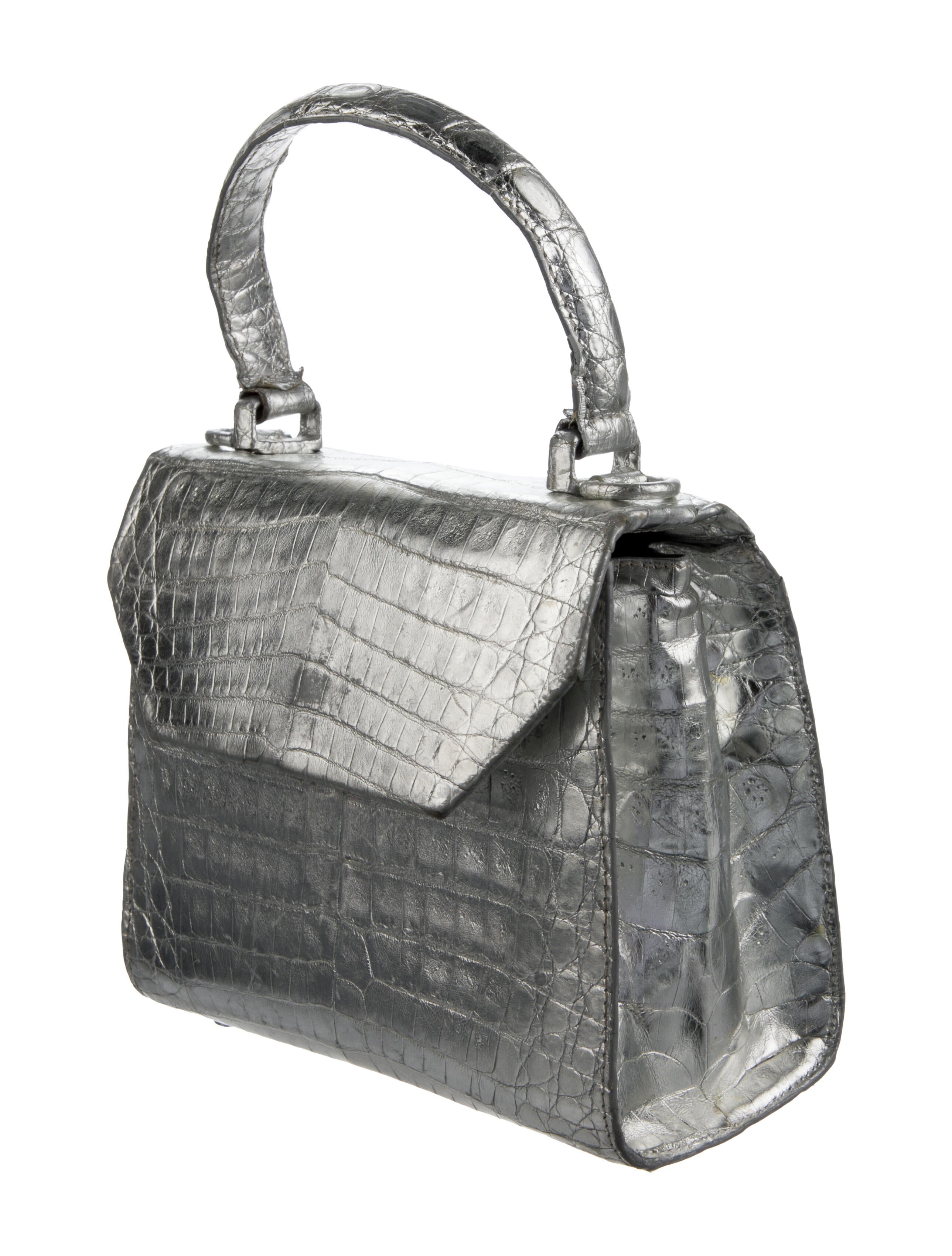 Nancy Gonzalez Metallic Crocodile Handle Bag