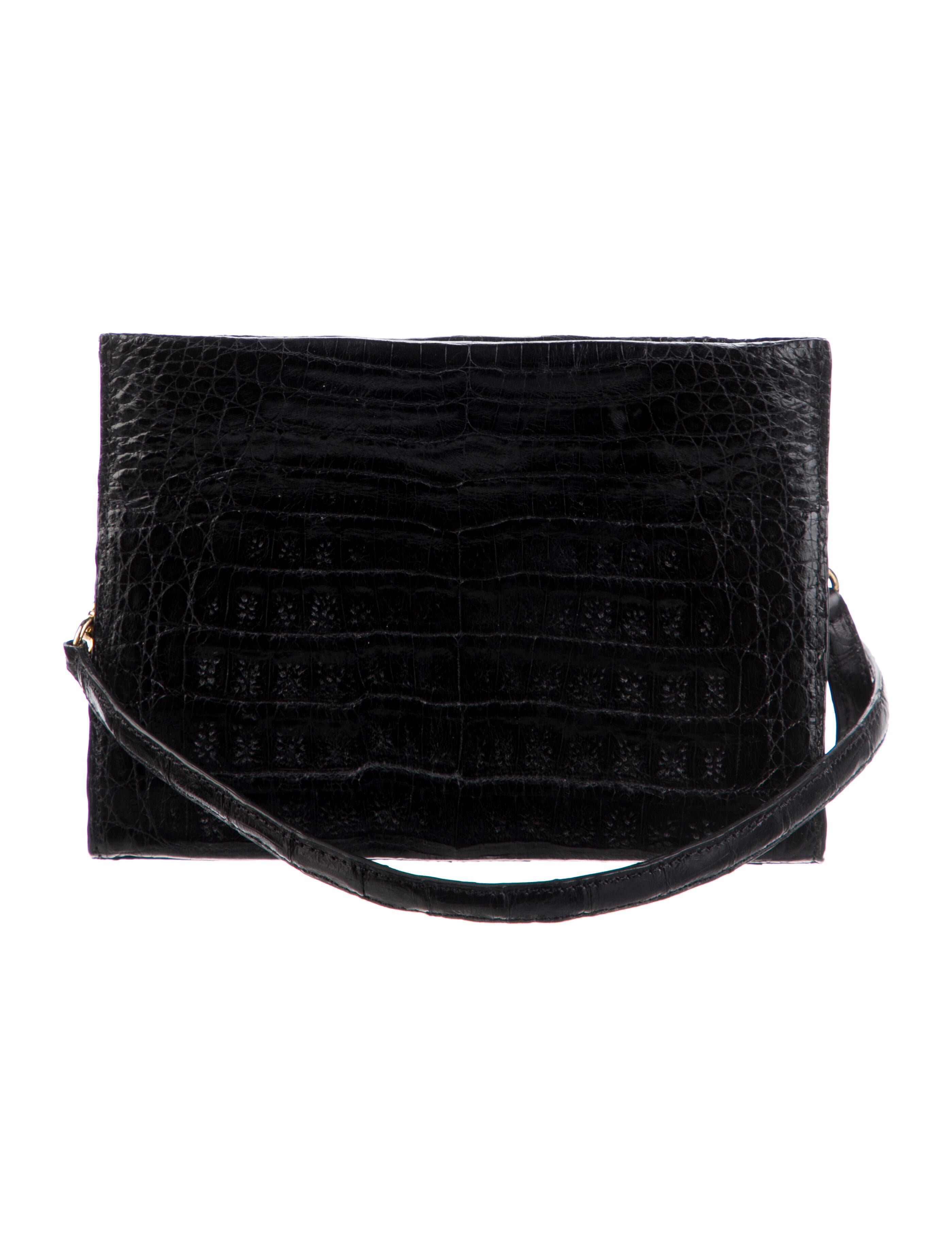 Nancy Gonzalez Solid Crocodile Crossbody Bag Black Crossbody Bags