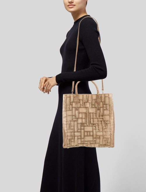 Nancy Gonzalez Raffia Top Handle Bag
