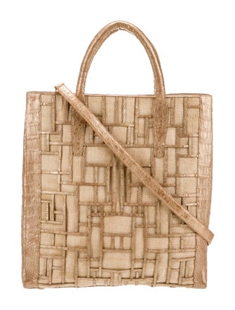 Nancy Gonzalez Raffia Top Handle Bag