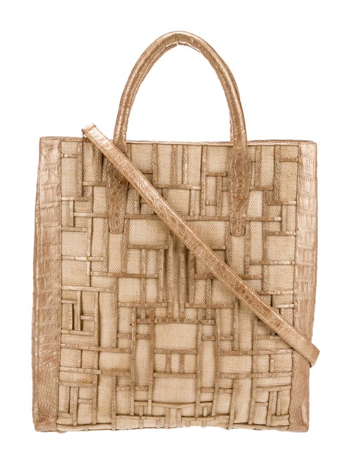 Nancy Gonzalez Raffia Top Handle Bag