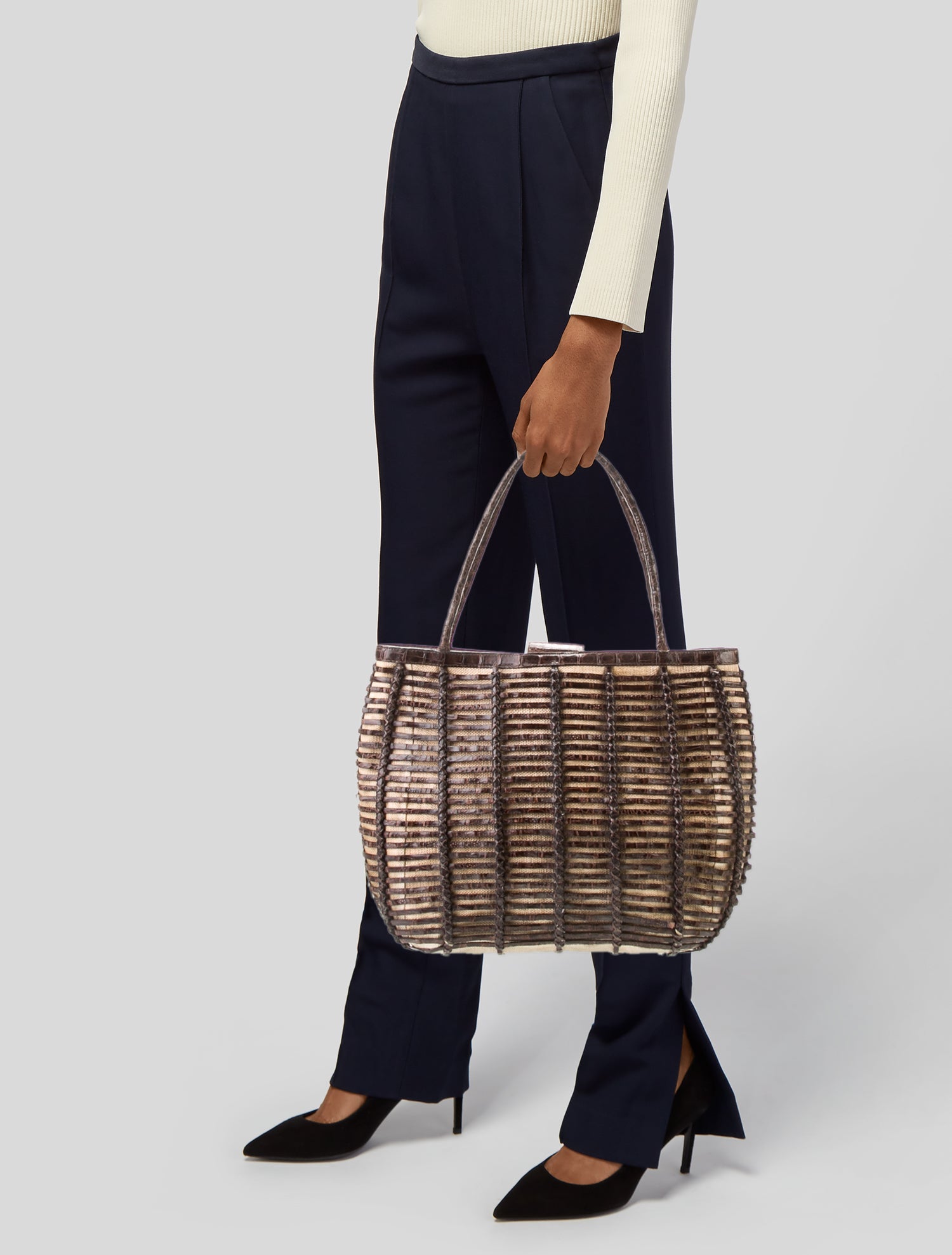 Nancy Gonzalez Raffia Shoulder Bag