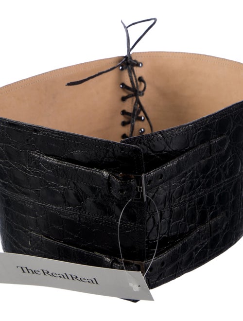 Nancy Gonzalez Wide Crocodile Waist Belt