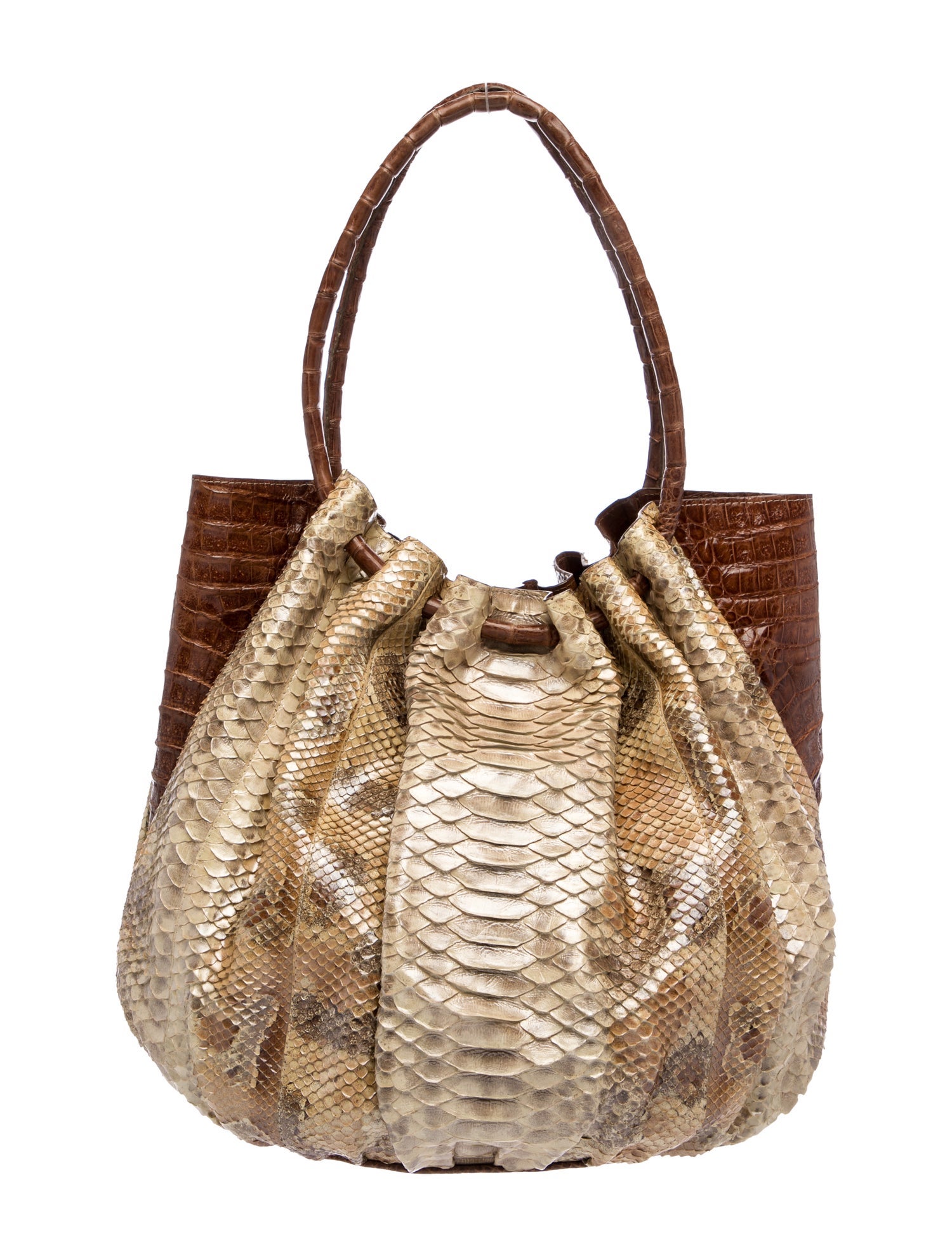 Nancy Gonzalez Embossed Leather Bucket Bag