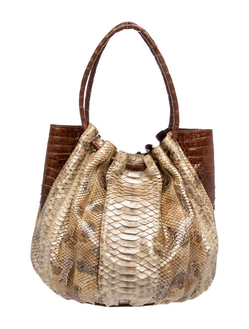 Nancy Gonzalez Embossed Leather Bucket Bag
