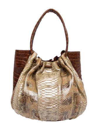 Nancy Gonzalez Embossed Leather Bucket Bag