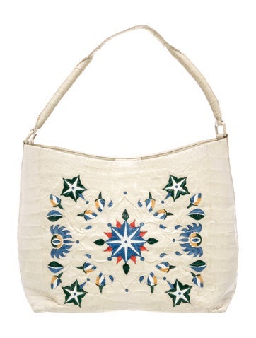 Pre-owned Nancy Gonzalez Crocodile Shoulder Bag In Neutral