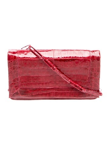 Pre-owned Nancy Gonzalez Crocodile Shoulder Bag In Red