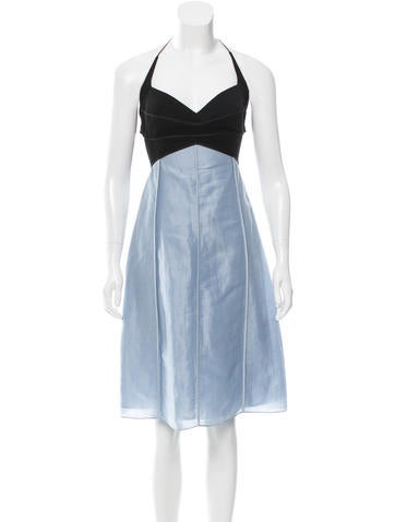 Narciso Rodriguez Two-Tone Halter Dress