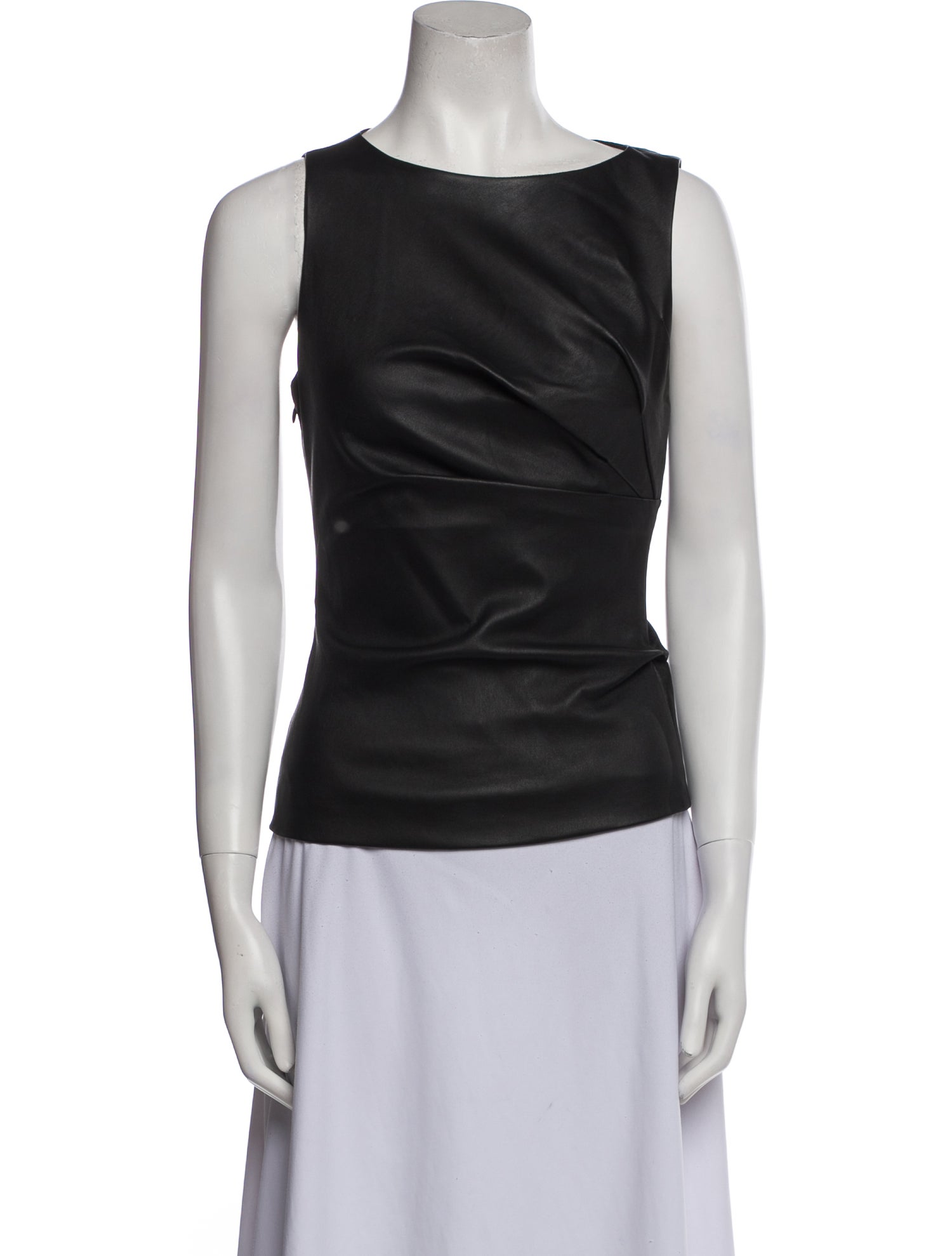 Narciso Rodriguez Lambskin Bateau Neckline Top
