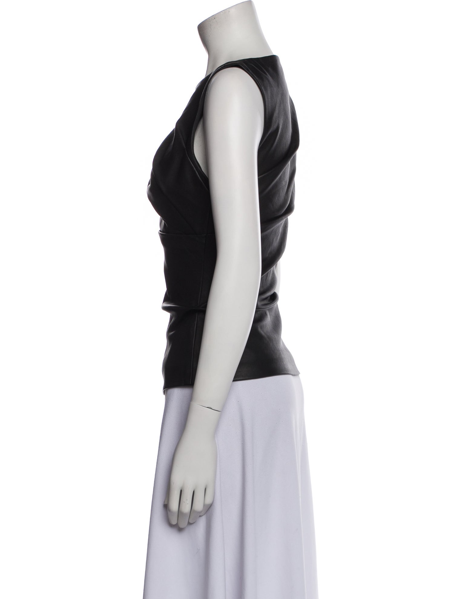 Narciso Rodriguez Lambskin Bateau Neckline Top