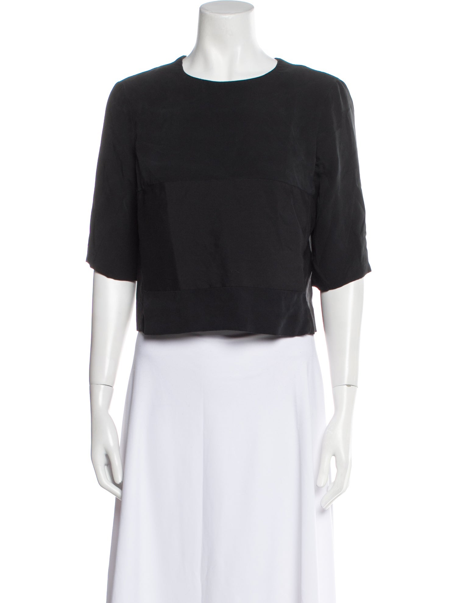 Narciso Rodriguez Virgin Wool Crew Neck Crop Top