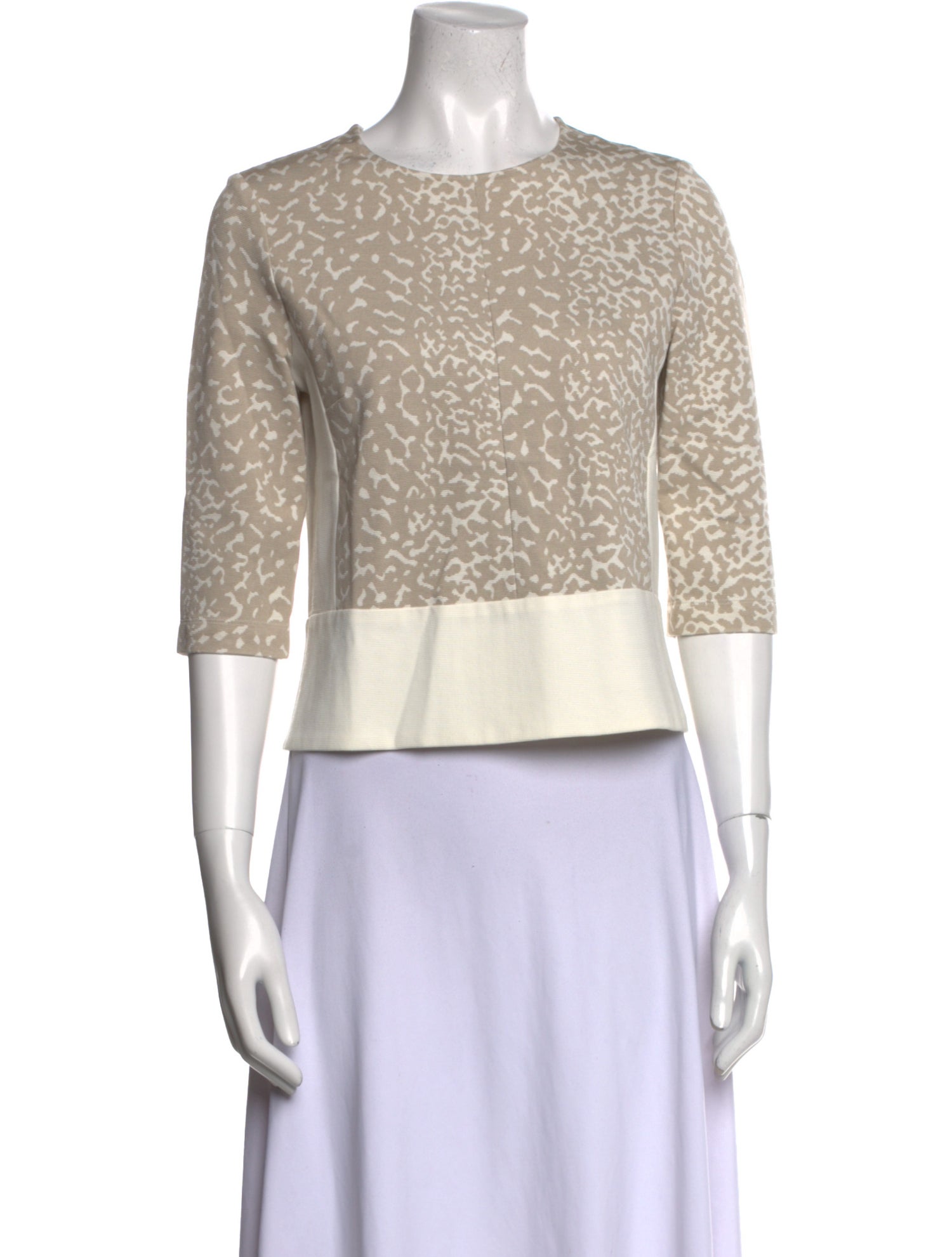 Narciso Rodriguez Crew Neck Three-Quarter Sleeve Crop Top