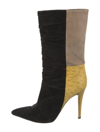 Narciso Rodriguez Suede Colorblock Pattern Boots