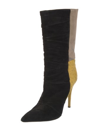 Narciso Rodriguez Suede Colorblock Pattern Boots