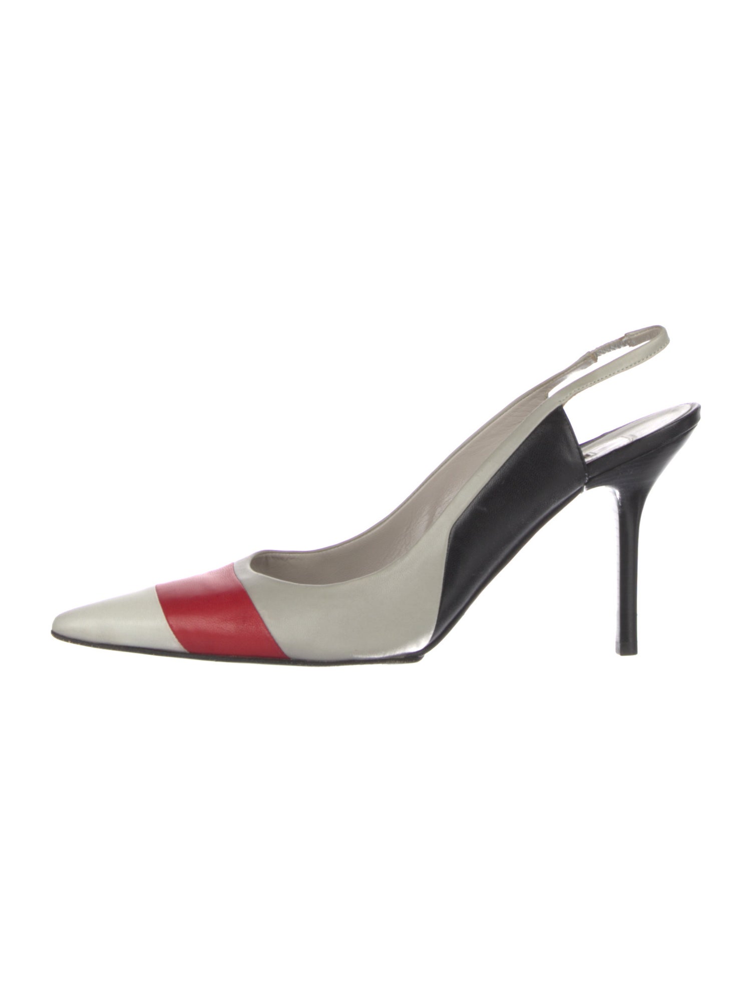 Narciso Rodriguez Leather Colorblock Pattern Slingback Pumps