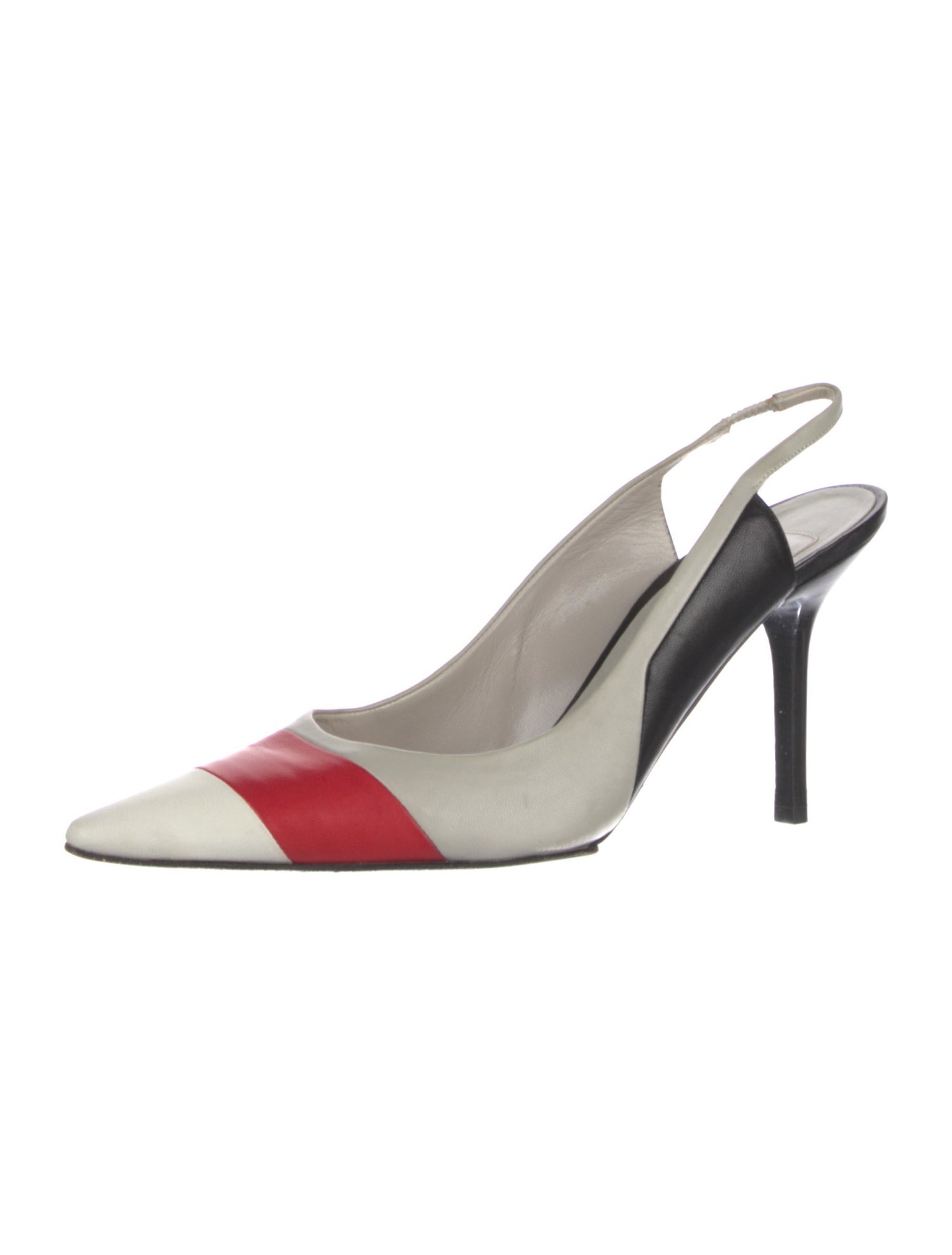 Narciso Rodriguez Leather Colorblock Pattern Slingback Pumps