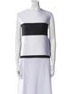 Narciso Rodriguez Colorblock Pattern Crew Neck Crop Top