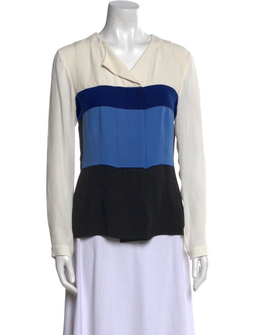Narciso Rodriguez Silk Colorblock Pattern Blouse