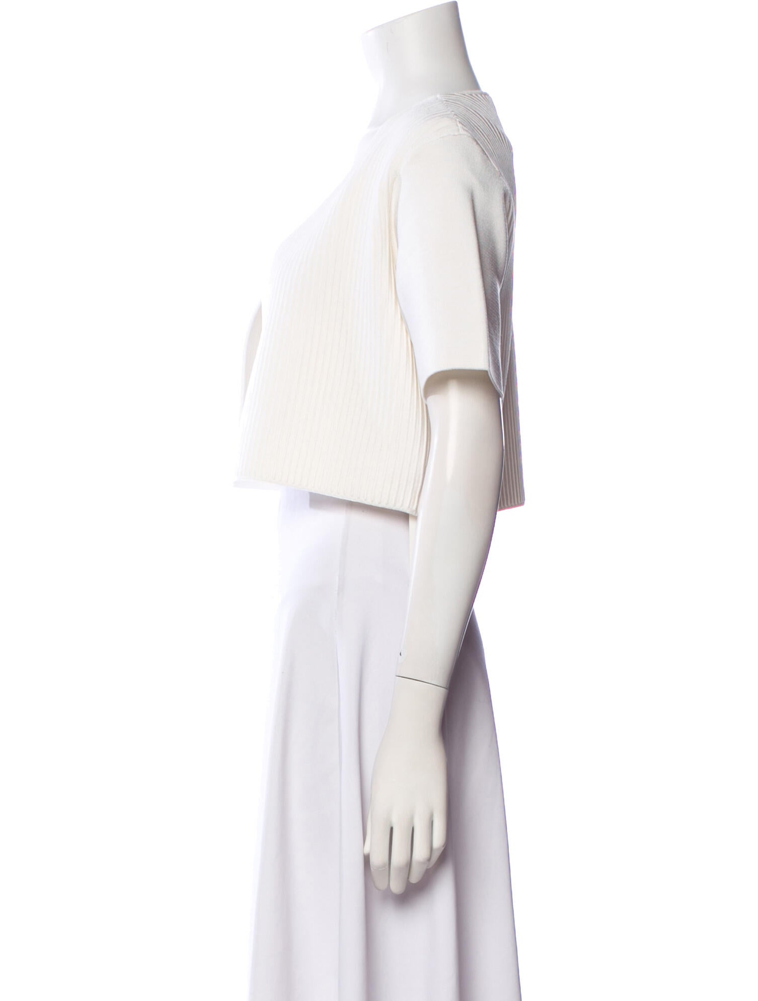 Narciso Rodriguez V-Neck Short Sleeve Crop Top