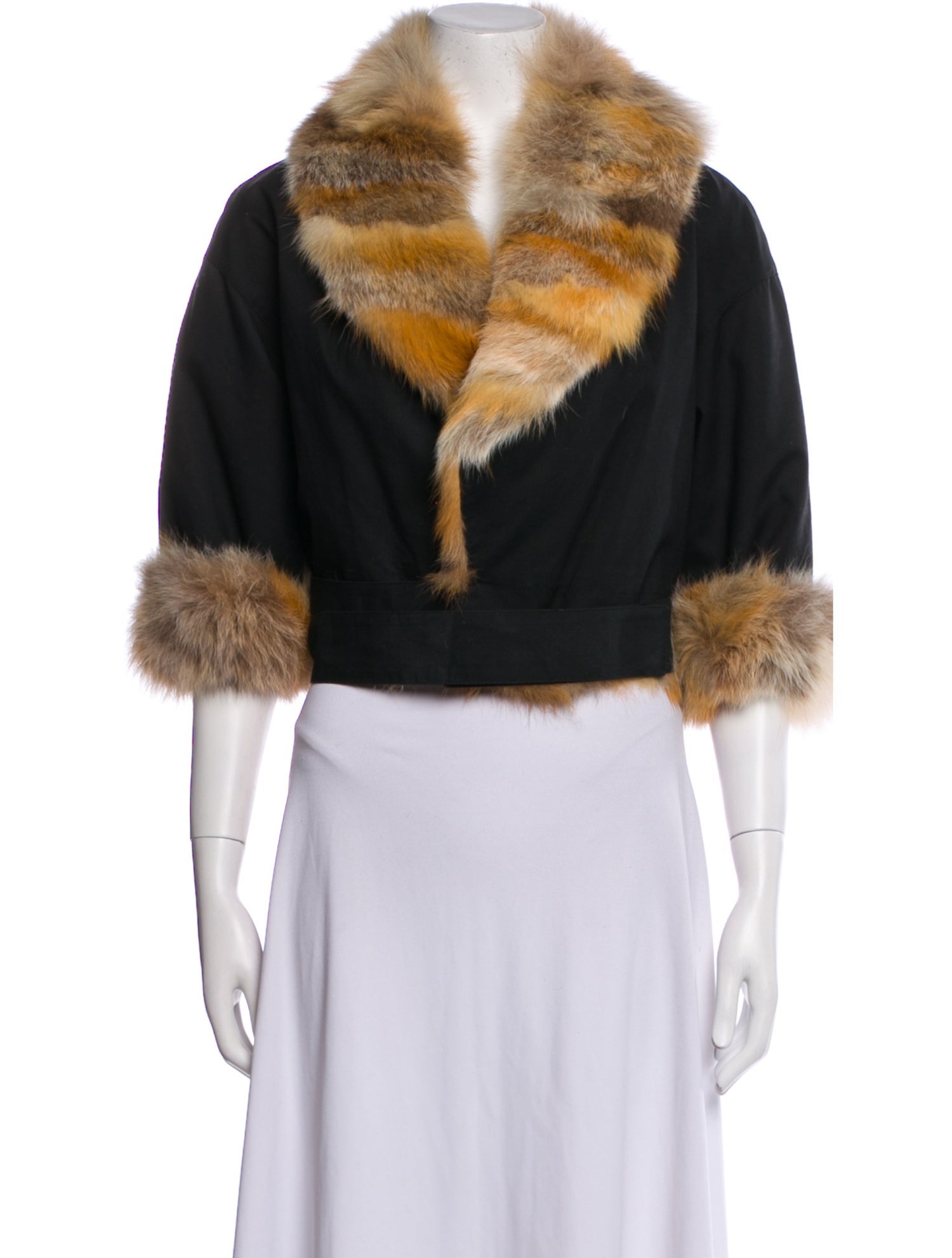 Narciso Rodriguez Colorblock Pattern Faux Fur Jacket